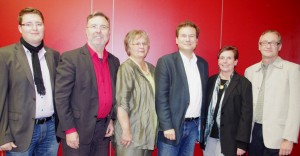 SPD Vorstand (v.l.n.r.: Maximilian Raber, Siegfried Thiel, Marlis Bier, Sven Meier, Mathilde Thiel, Franz-Josef Mast)