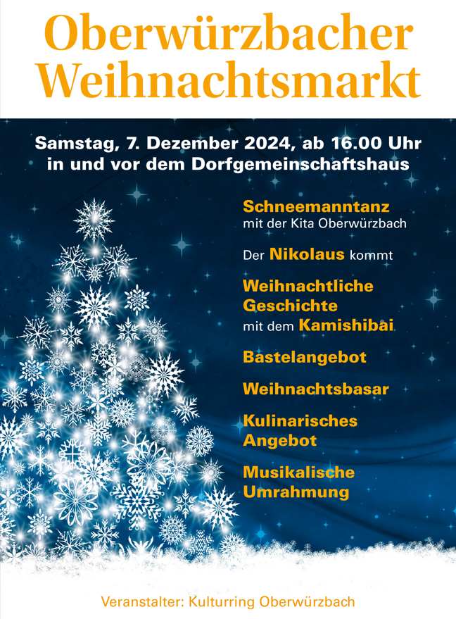 Kulturring Oberwürzbach lädt ein zum Weihnachtsmarkt